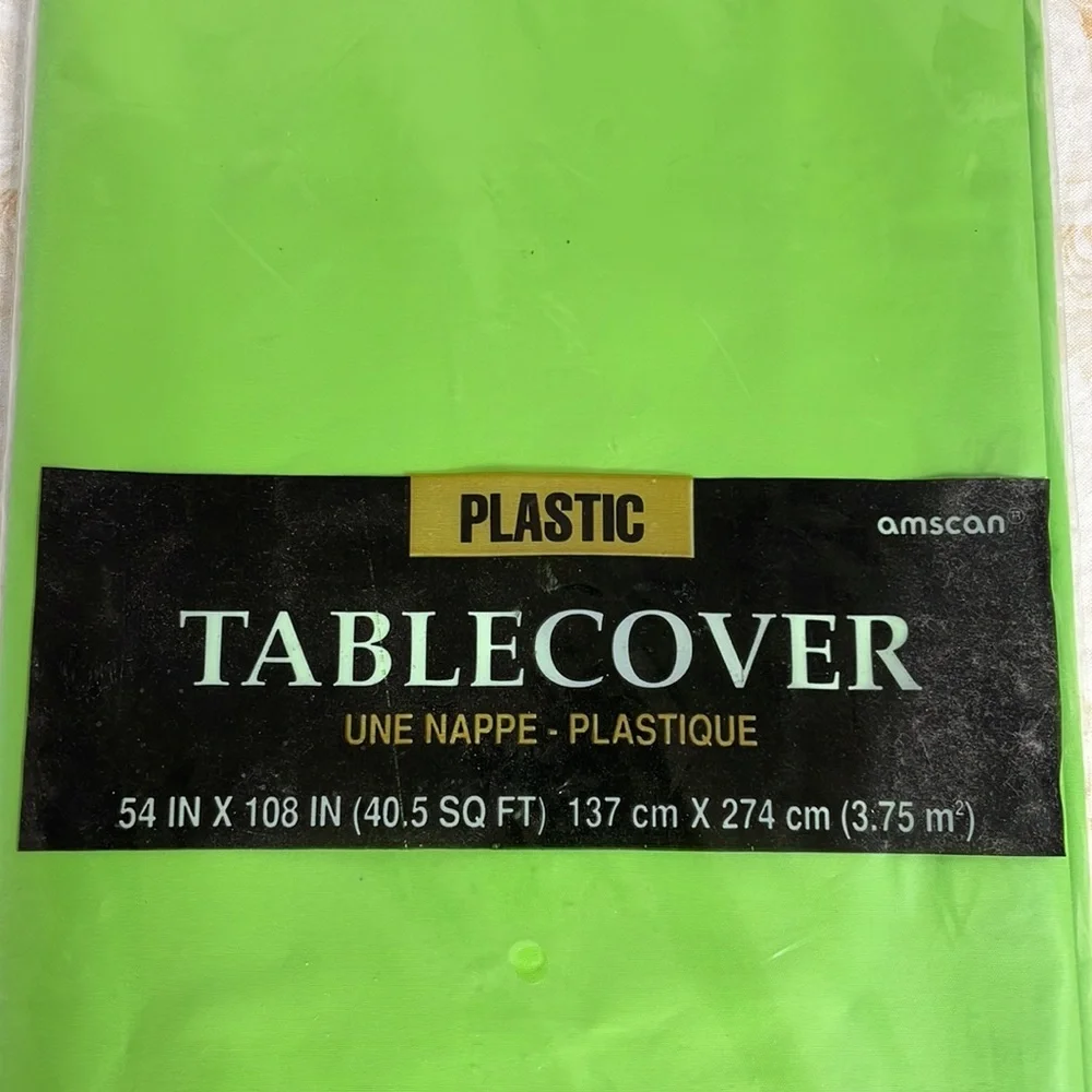 Big Party Pack Kiwi Green Paper Placemats and Amscan Plastic Table Cover